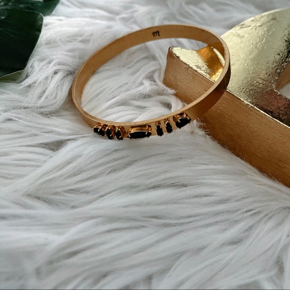Madewell Bangle Gold Color Black Jewels Slip On - Picture 5 of 8